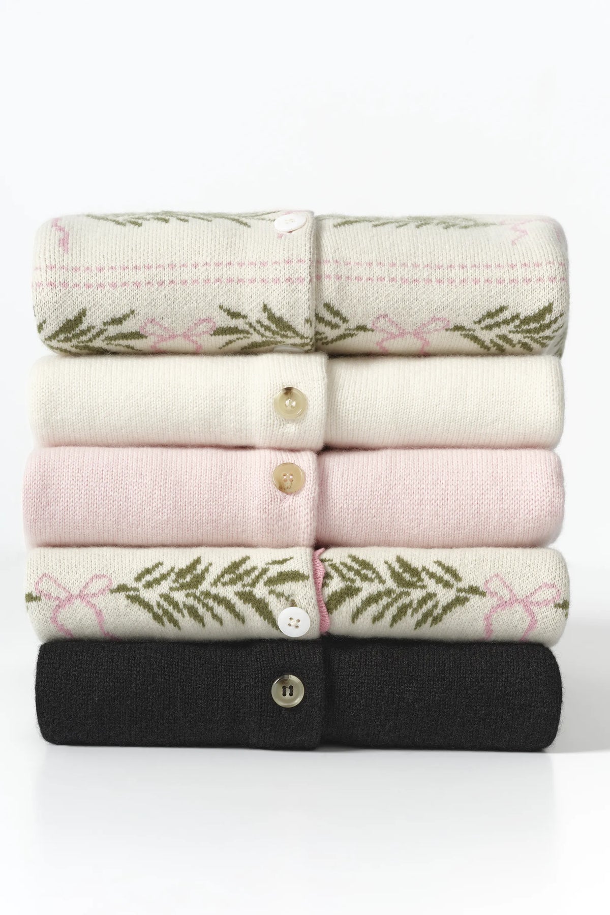 Mistle-Bow All Over Print Wool Cardigan