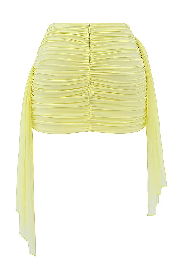 Mistress Rocks Lemon Gathered Draped Mini Skirt - SALE