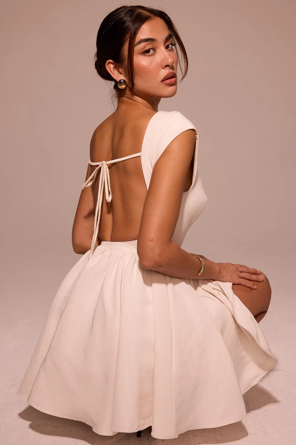 Enchant White Open Back Mini Dress