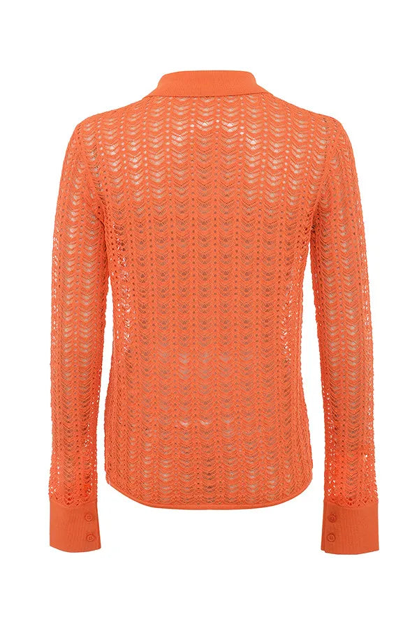 Mistress Rocks Tangerine Dainty Knit Relaxed Shirt - SALE