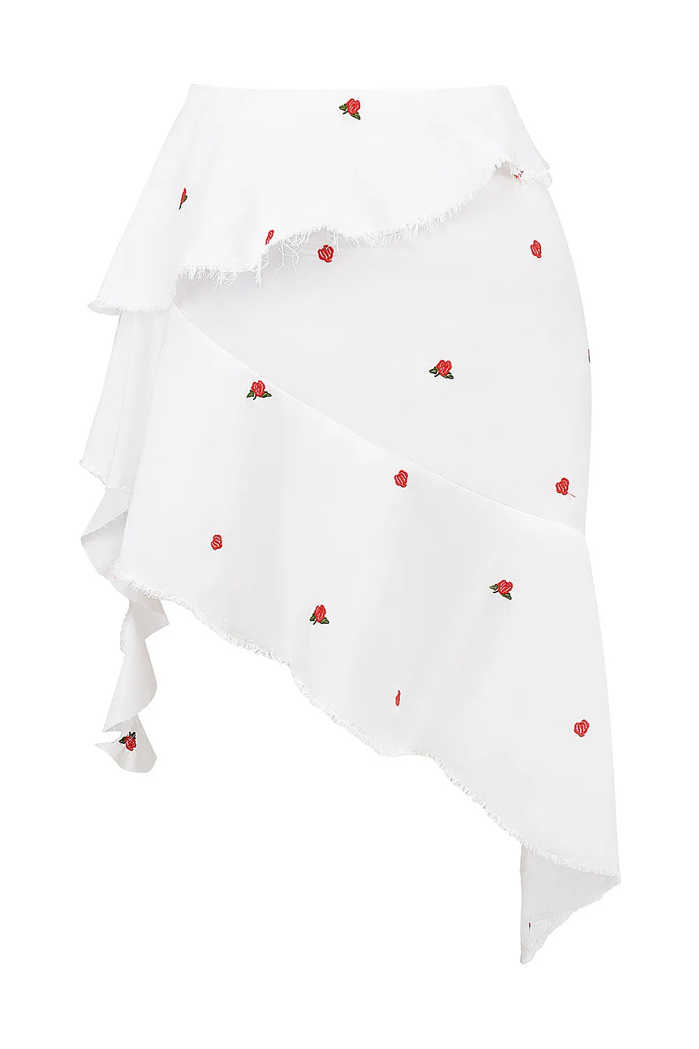 Mistress Rocks Cloud Asymmetric Rose Embroidered Mini Skirt - SALE