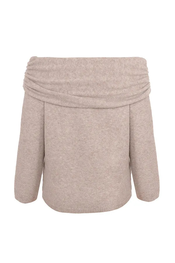 Mistress Rocks Biscuit Knit Off Shoulder Sweater - SALE