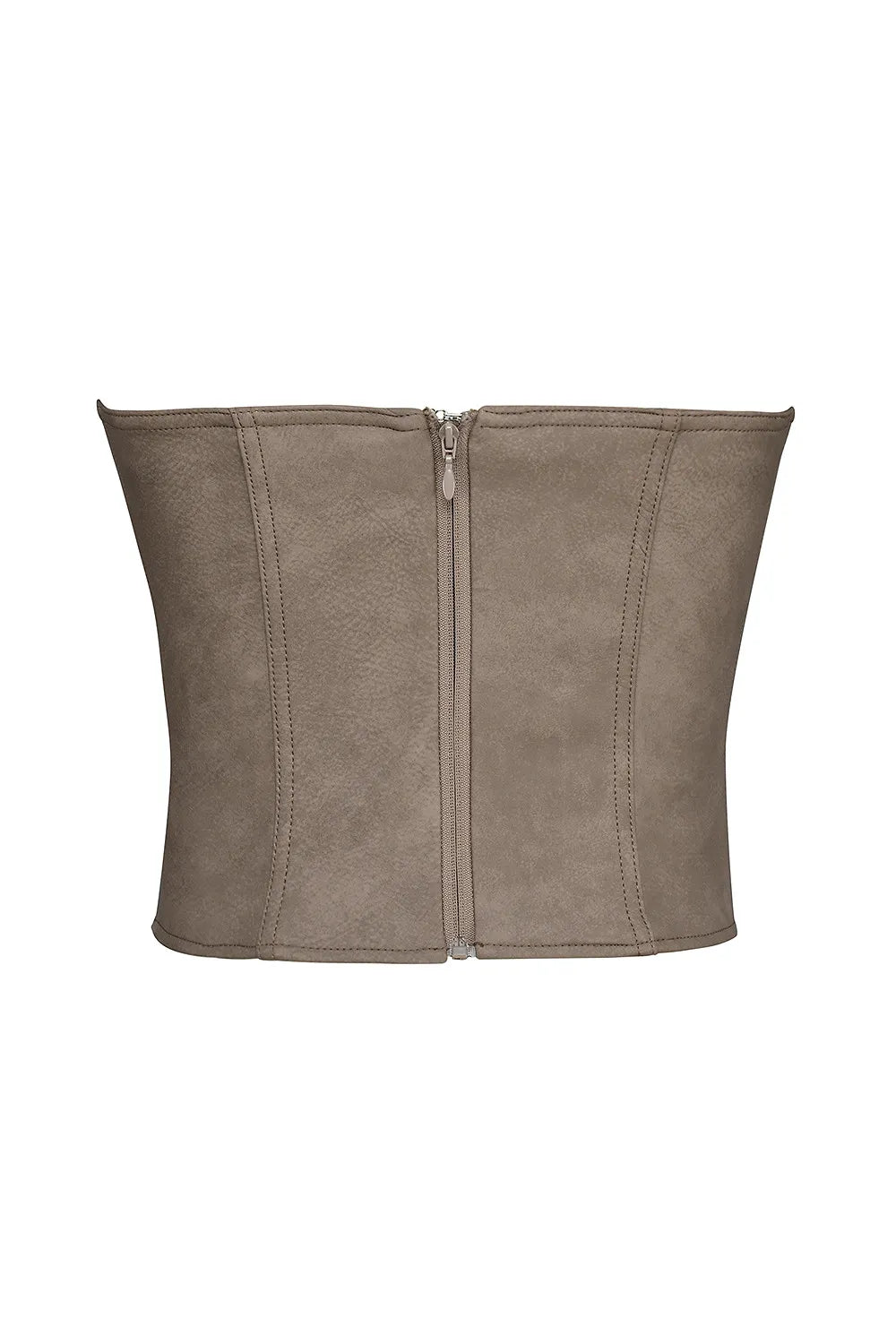 Mistress Rocks Mocha Vegan leather Strapless Corset - SALE
