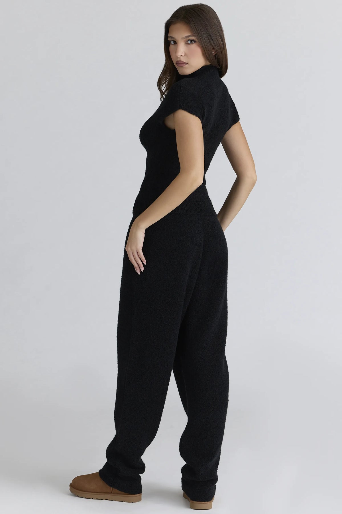 Caia Black Wool Boucle Knit Top