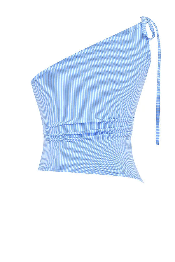 Mistress Rocks Blue Striped Asymmetric Top - SALE