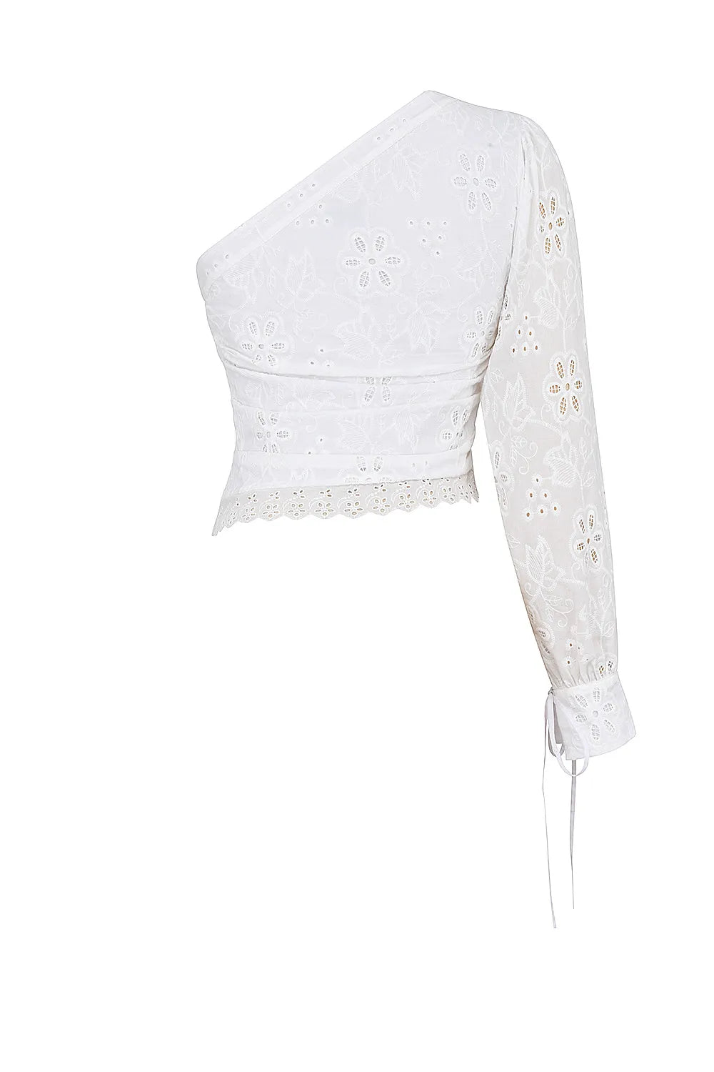 Mistress Rocks White Broderie Cotton Asymmetric Top - SALE