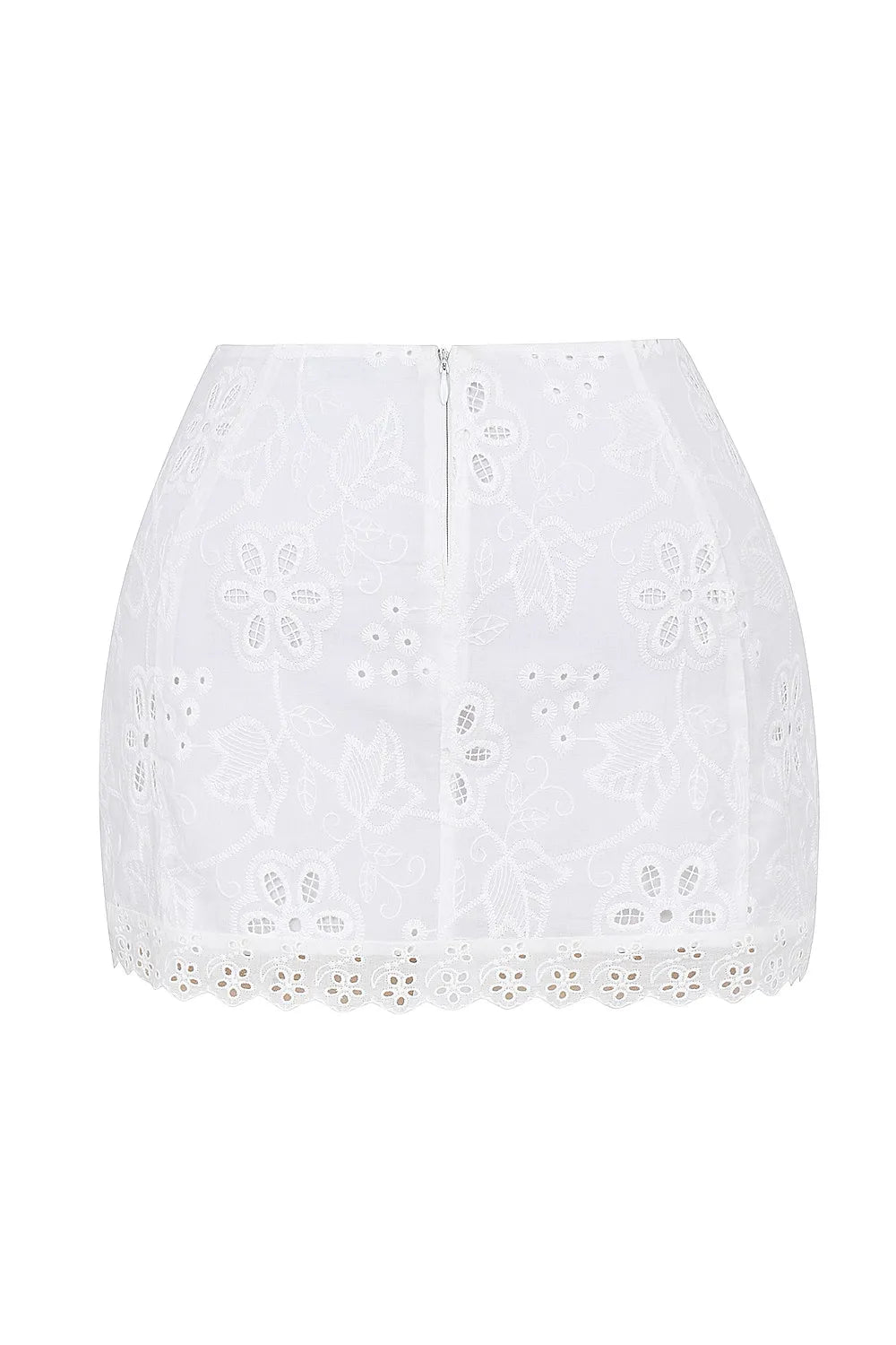 Mistress Rocks White Broderie Cotton Mini Skirt - SALE