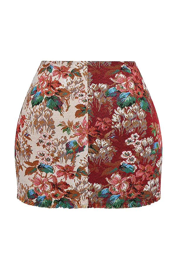 Mistress Rocks Tapestry Jacquard Wrap Front Mini Skirt - SALE