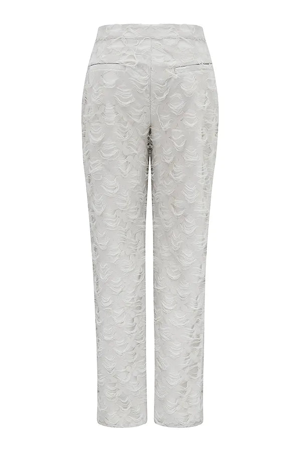 Mistress Rocks Taupe Textured Floral Trousers - SALE