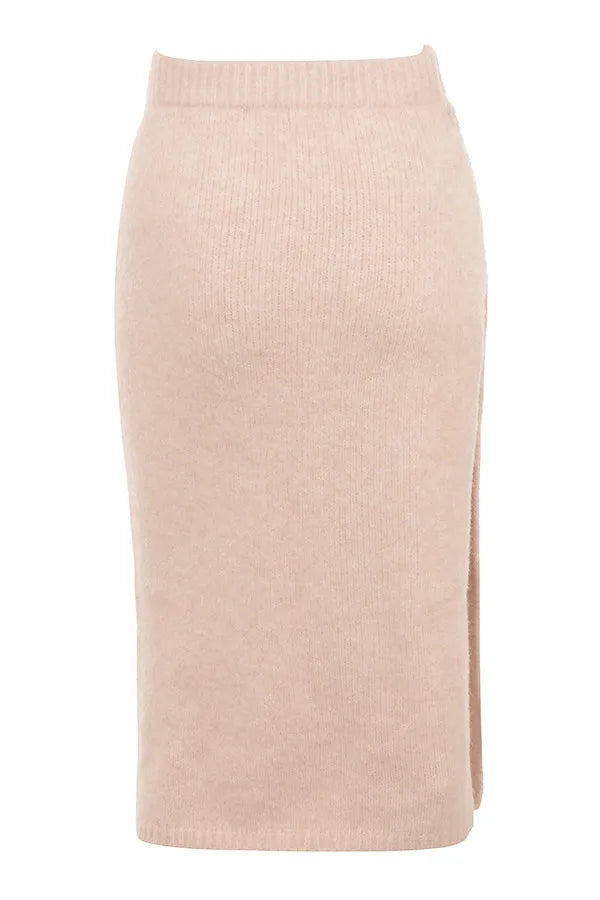 Mistress Rocks CREAM EYELASH KNIT MIDI SKIRT - SALE