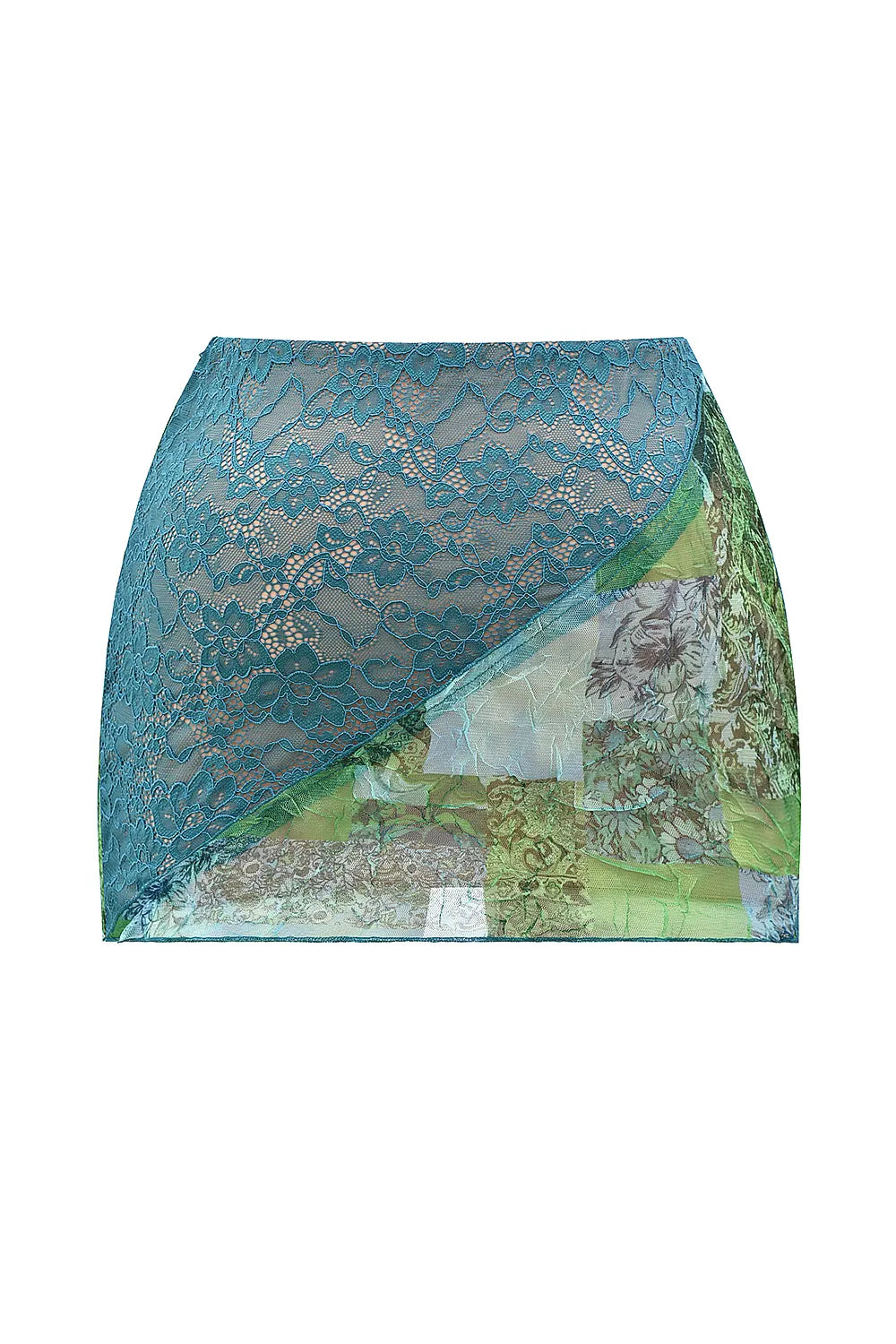 Mistress Rocks Ocean Teal Panelled Mini Skirt - SALE
