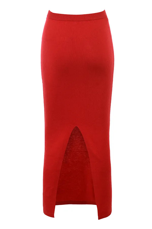 Faith Holly Red Cashmere Blend Midi Skirt