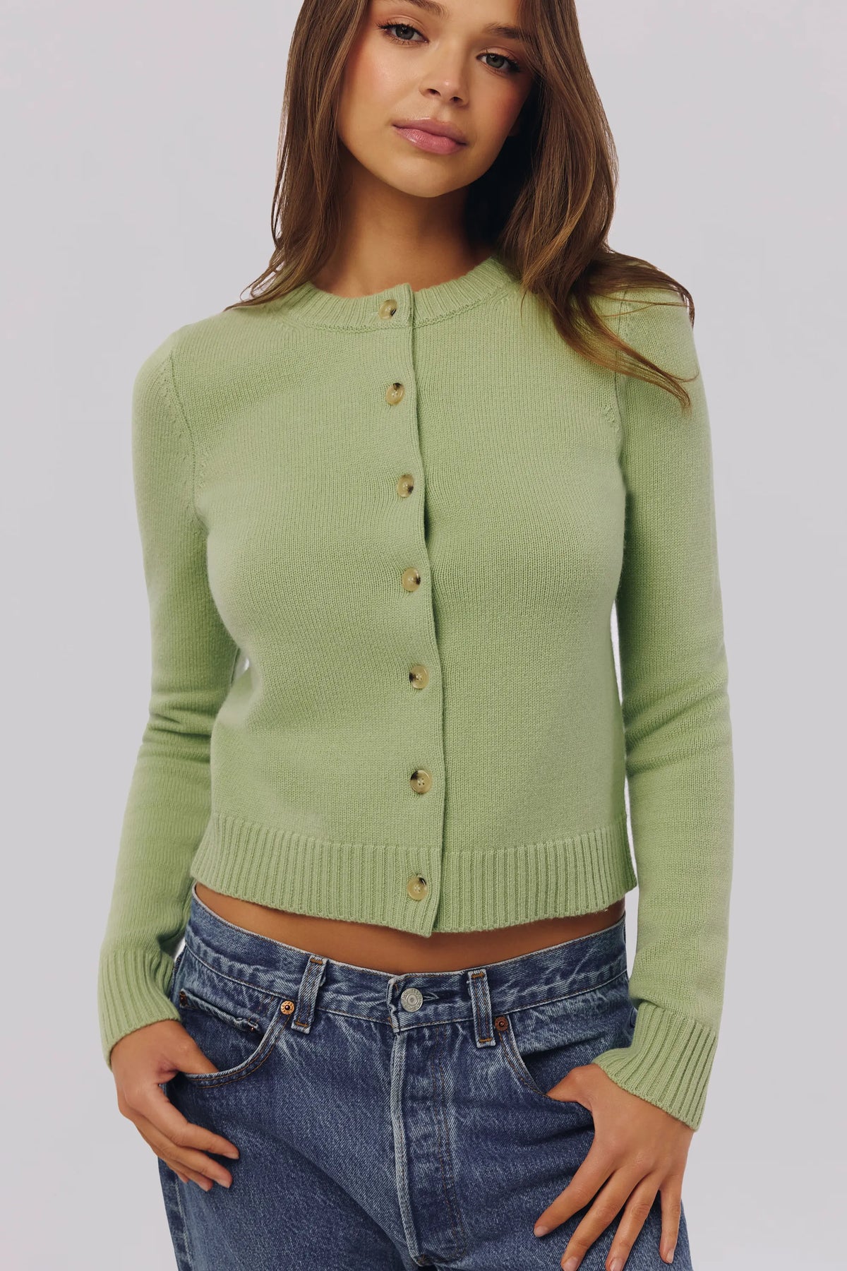 Signature Matcha Cashmere + Merino Wool Cardigan