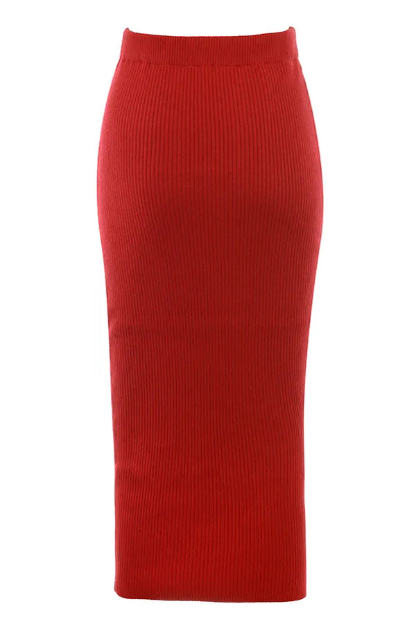 Lourdes Scarlet Cashmere Blend Maxi Skirt