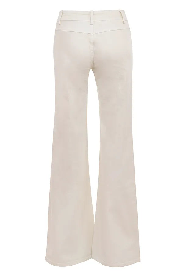 Marli Ivory Wide Leg Flared Jeans