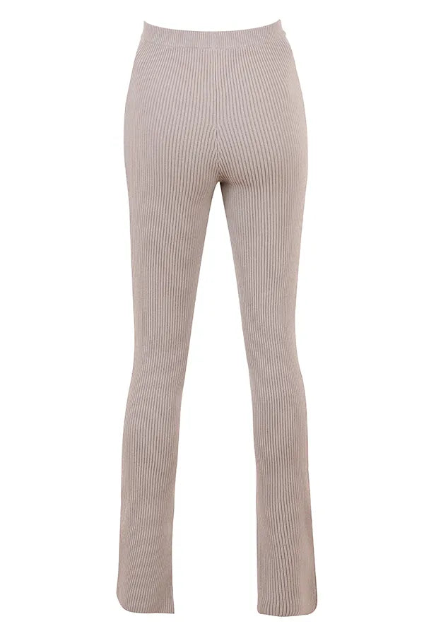 Mitzi Taupe Ribbed Knit Leggings