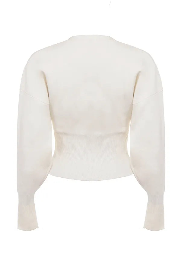 Noor Off White Knitted Cardigan