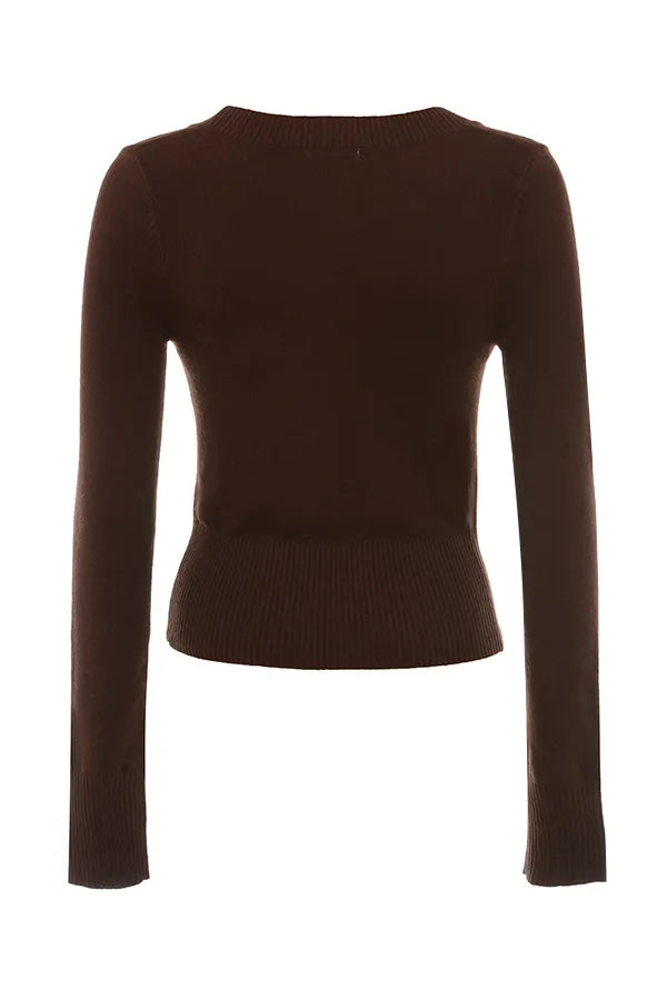 Raquel Chocolate Cashmere Blend Scoop Neck Top