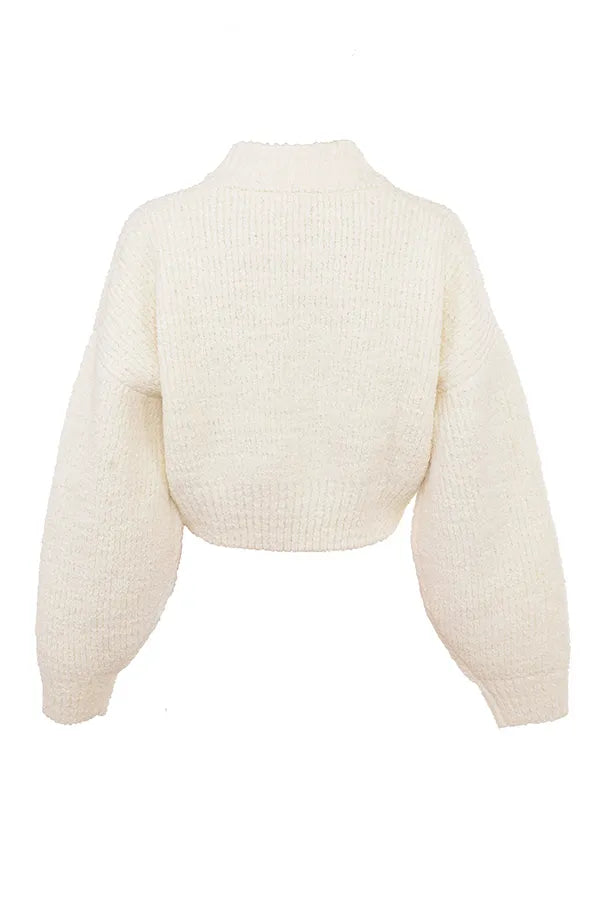Salilah Cream Chenille Blend Bomber Jacket