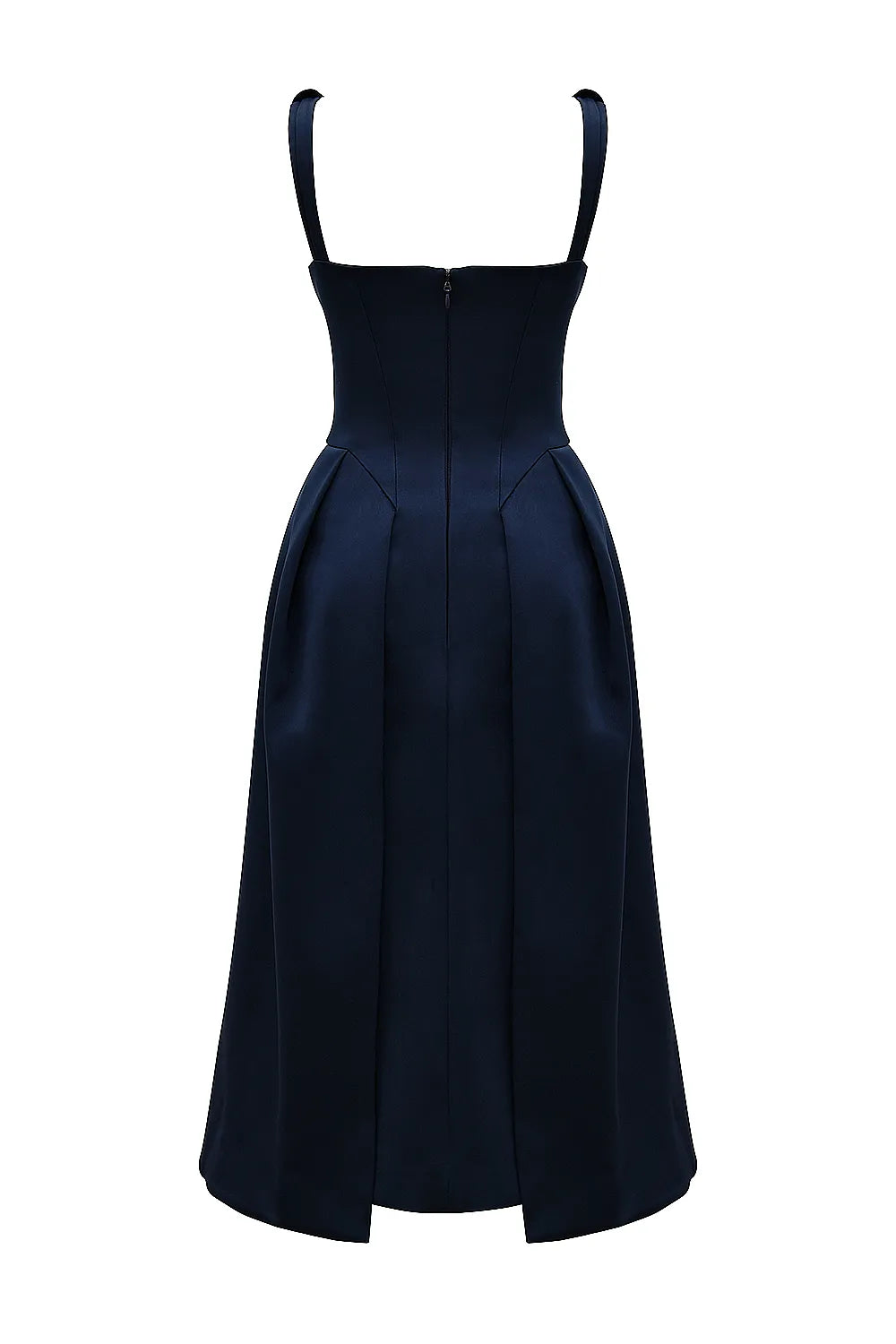 Paloma Midnight Twist Strap Satin Midi Dress