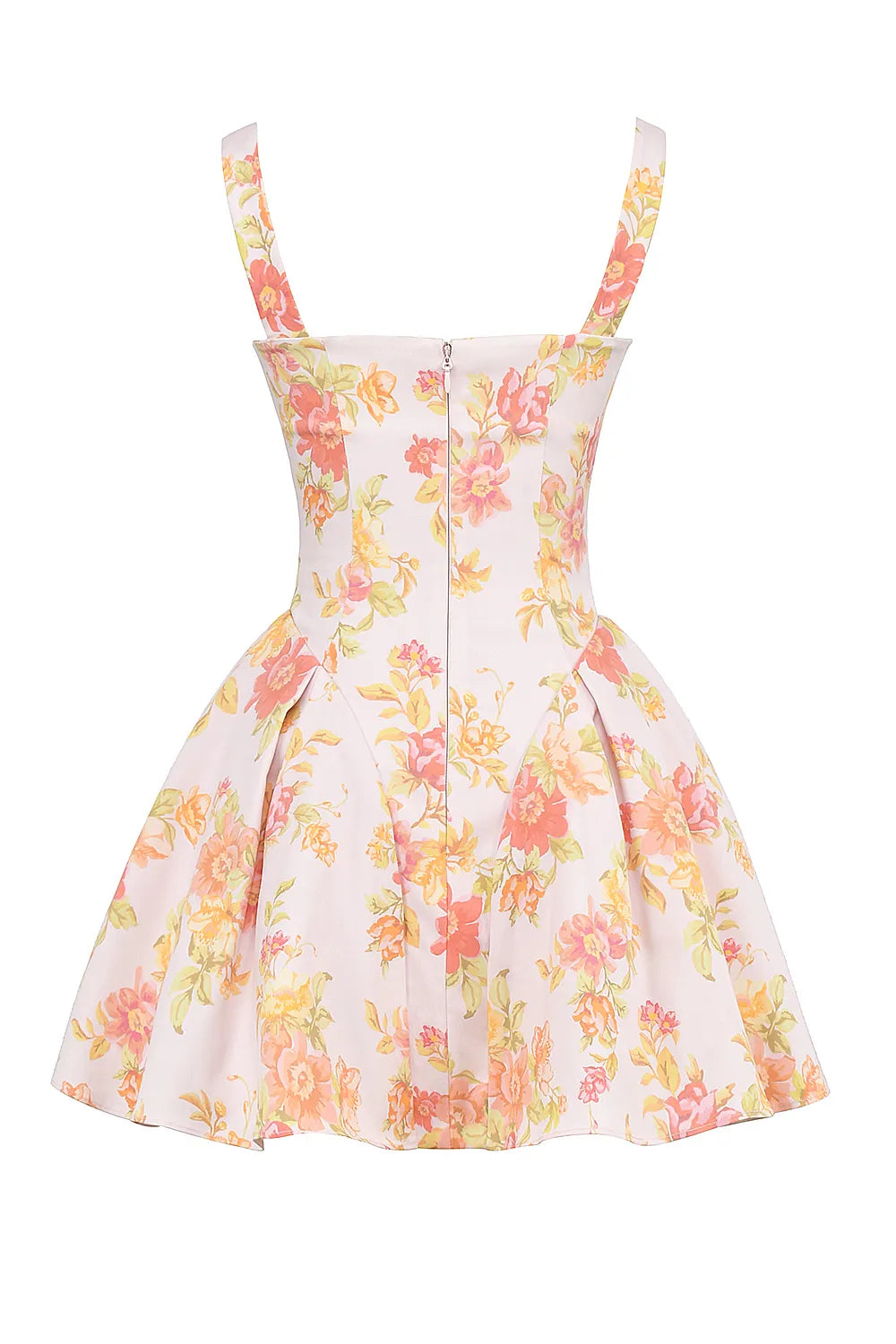 Bunny Peach Poppy Print Twill Mini Dress