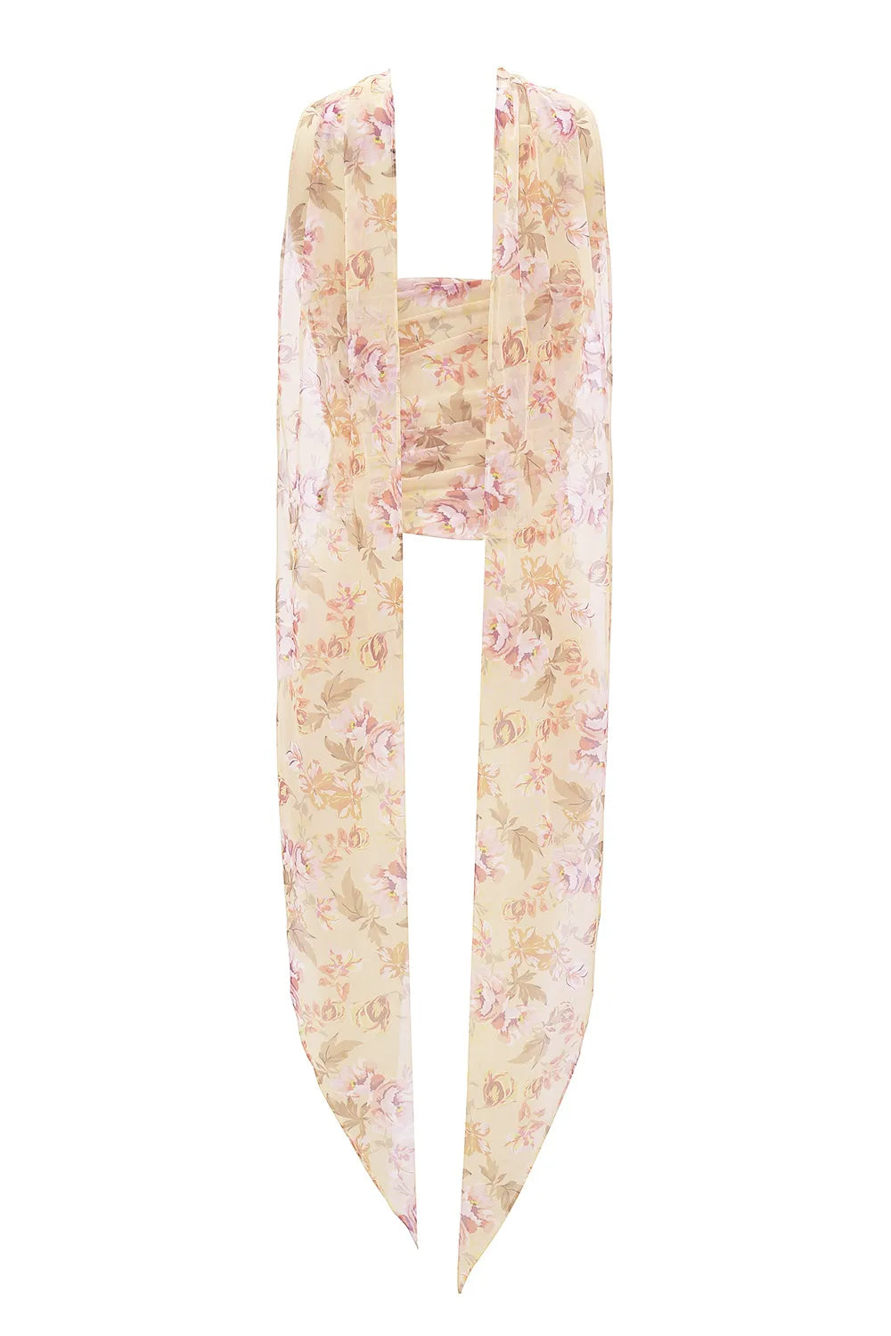 Hallie Honeyflower Print Strapless Corset With Neck Scarf