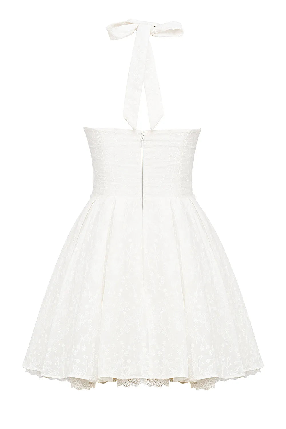 Harriet White Broderie Anglais Halter Mini Dress