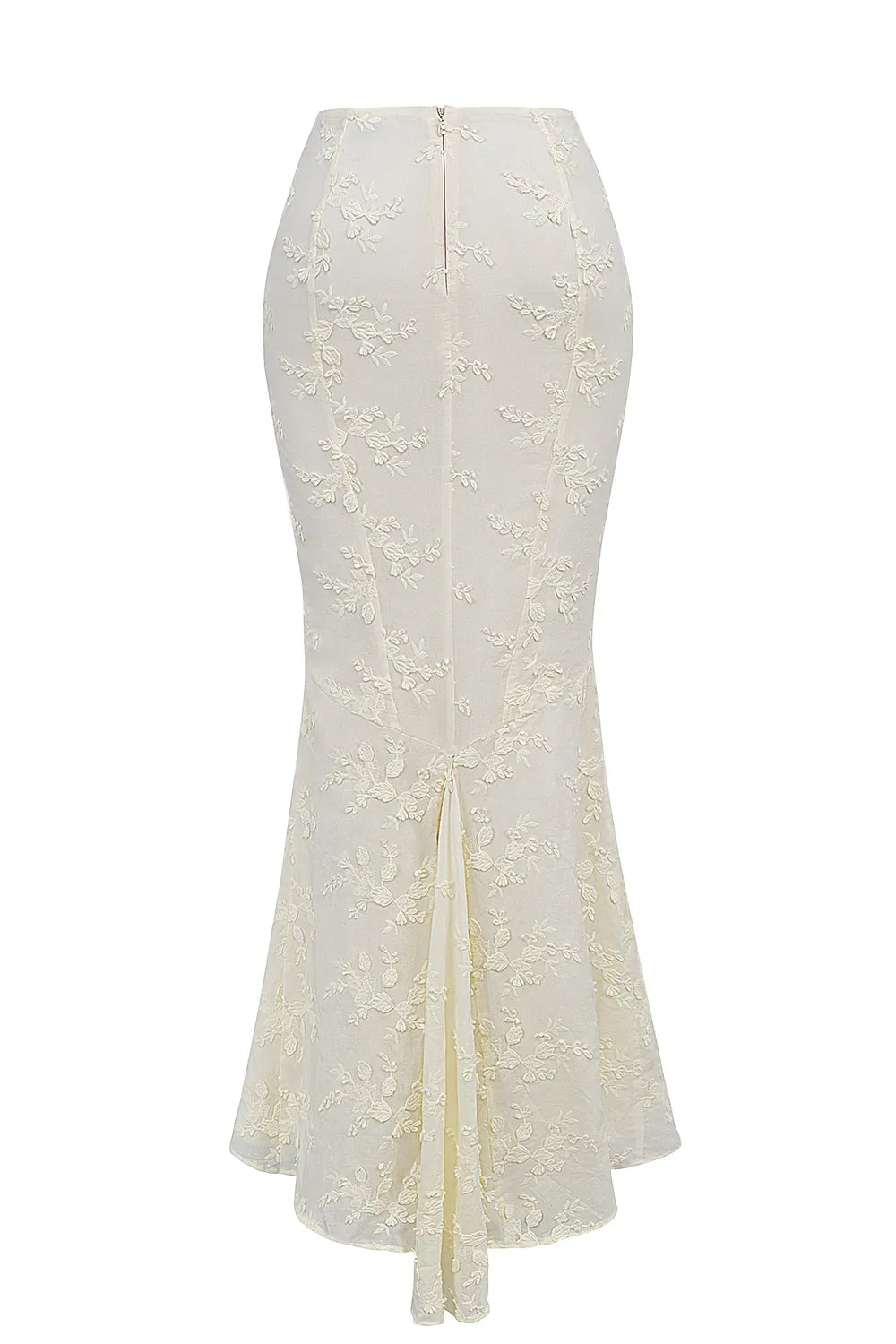 Veronica Vintage Ivory Embroidered Godet Maxi Skirt