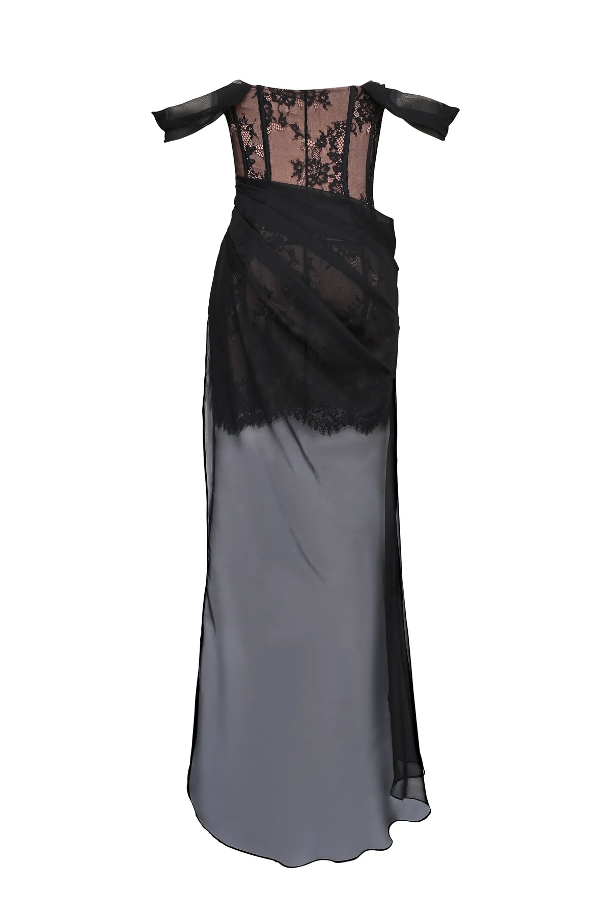 Debut Black Off Shoulder Lace Maxi Dress