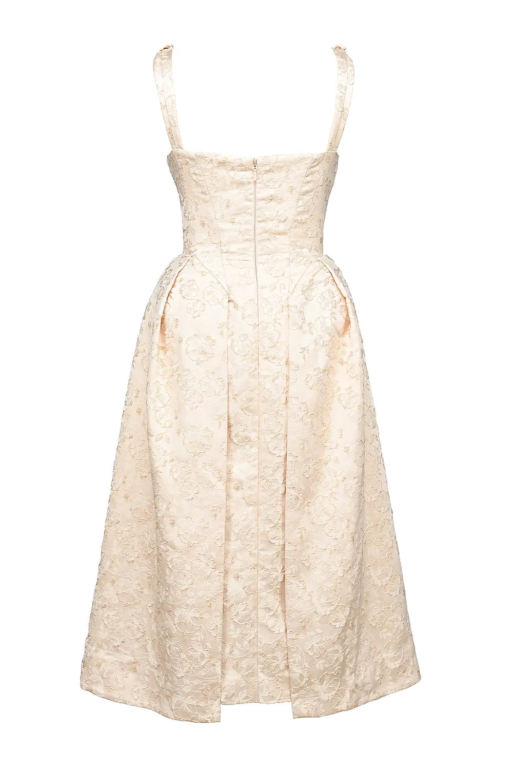 Paloma Ivory Metallic Jacquard Midi Dress