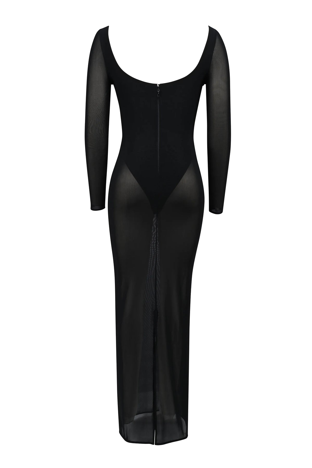 Everly Black Mesh Maxi Dress with Bodysuit