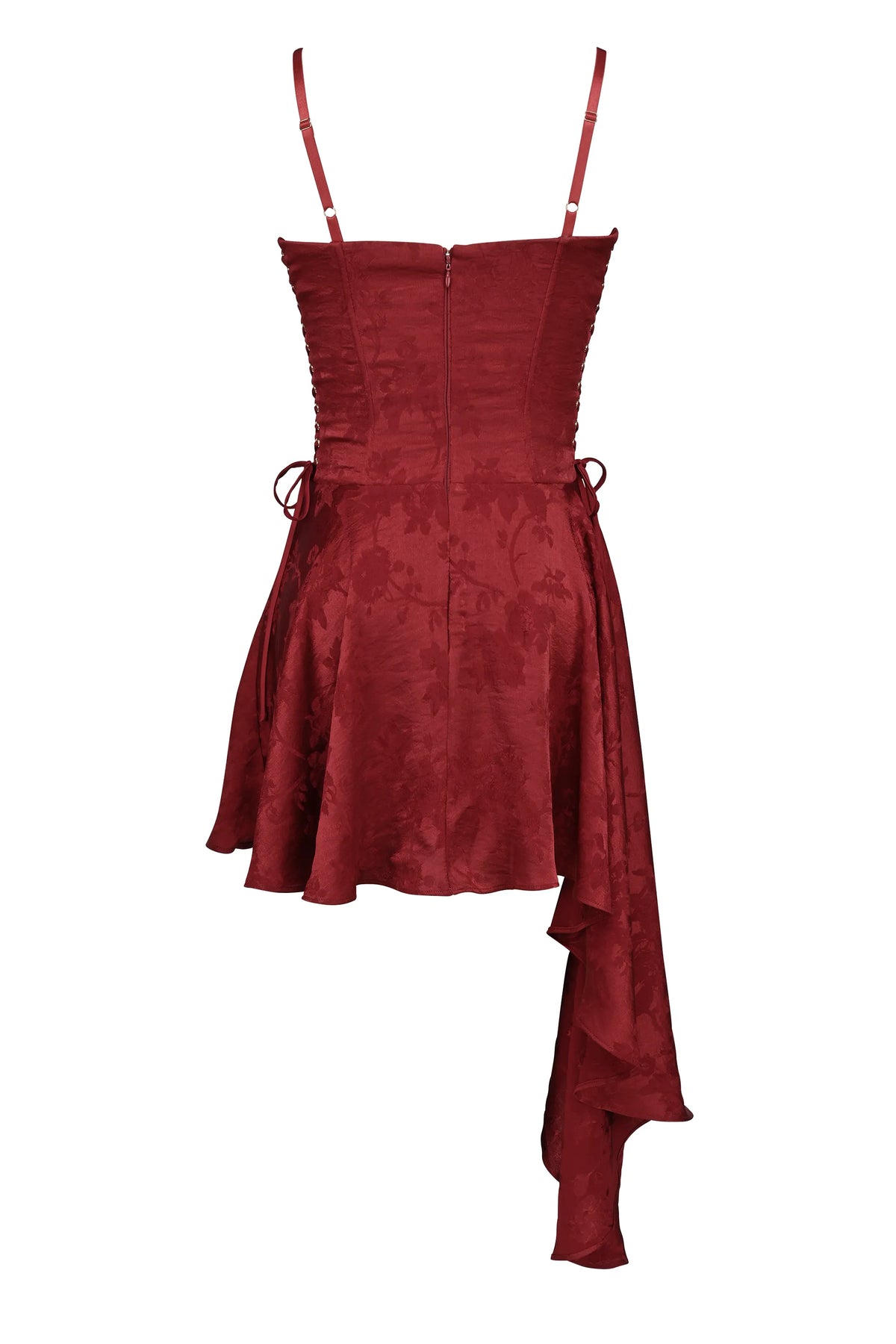 Lola Wine Jacquard Satin Draped Mini Dress