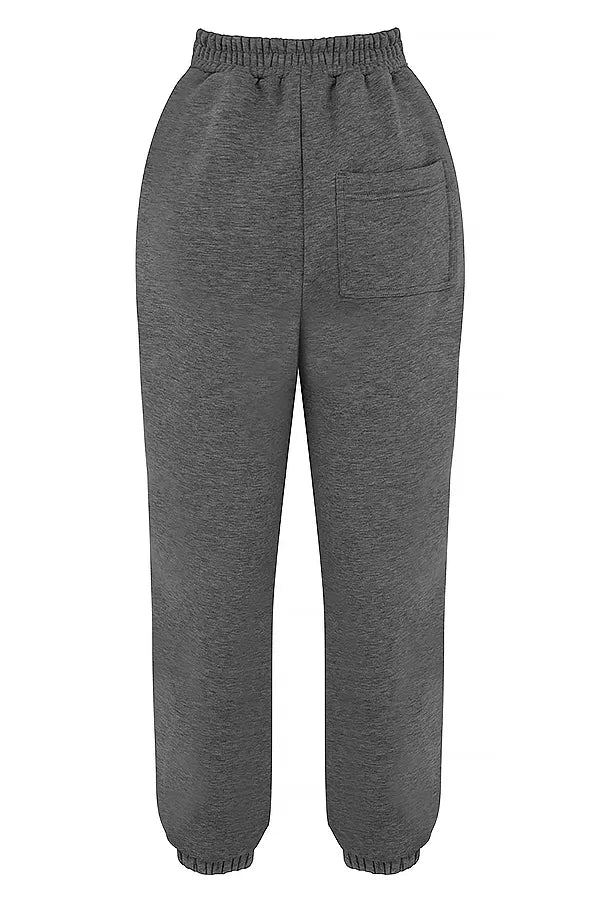 Sky Dark Grey Fleece Back Jogging Trousers