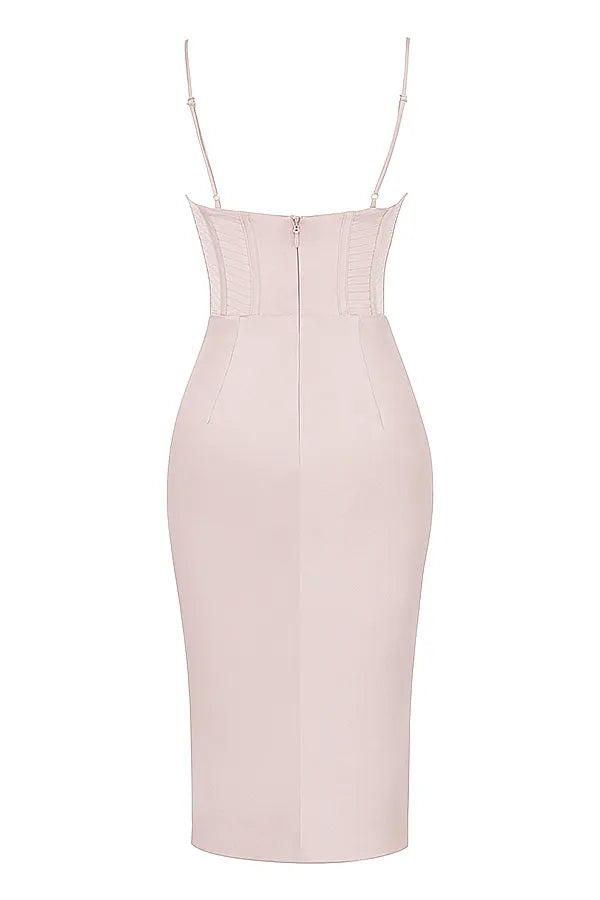 Myrna Crystal Satin Corset Midi Dress