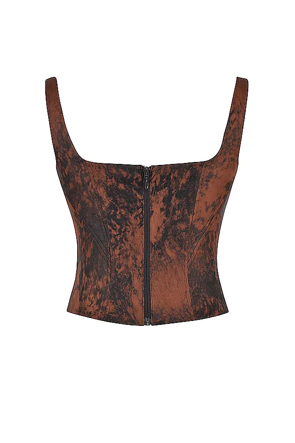 Rafa Antique Copper Satin Longline Corset