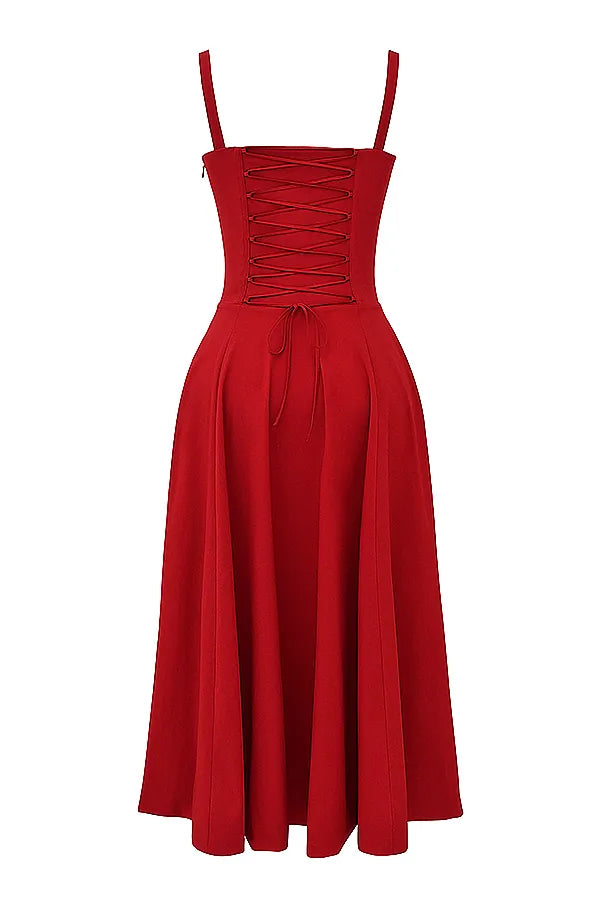 Carmen Red Rose Bustier Sundress