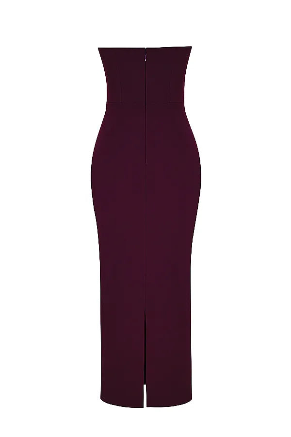 Lucia Grape Strapless Corset Maxi Dress