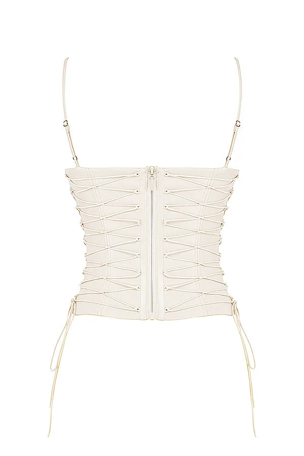 Antonella Off White Vegan Leather Corset