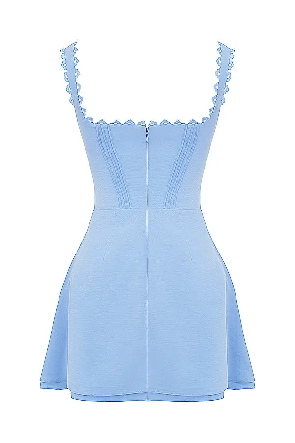 Tilly Blue Pin Tuck Mini Dress