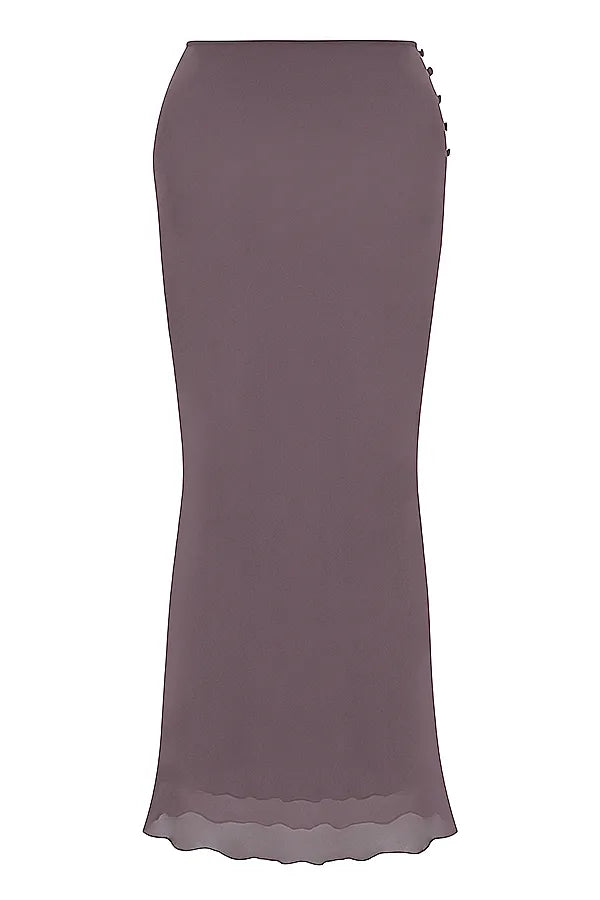Dyana Dark Mauve Bias Cut Maxi Skirt