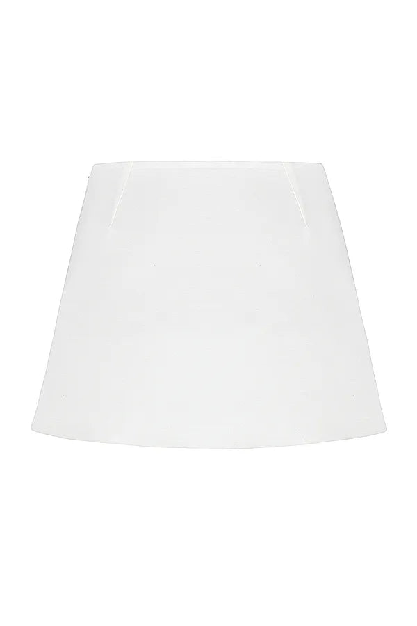 Mallie White Linen A-Line Mini Skirt