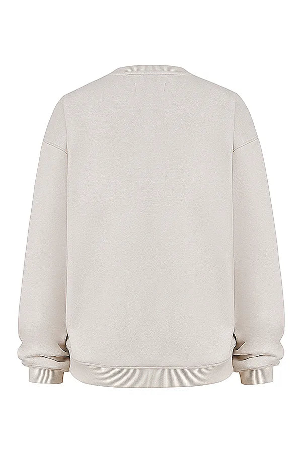 Haze Cloud Cotton Fleece-Back Crew Neck Sweatshirt