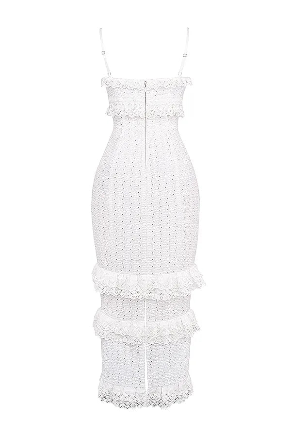 Eve White Broderie Maxi Dress