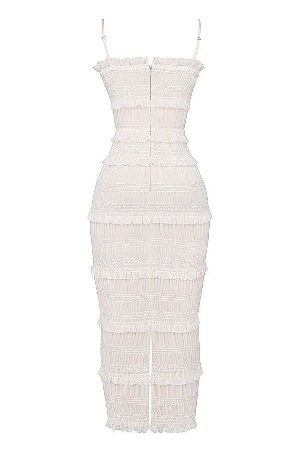 Solana Ivory Sequin Pleat Maxi Dress