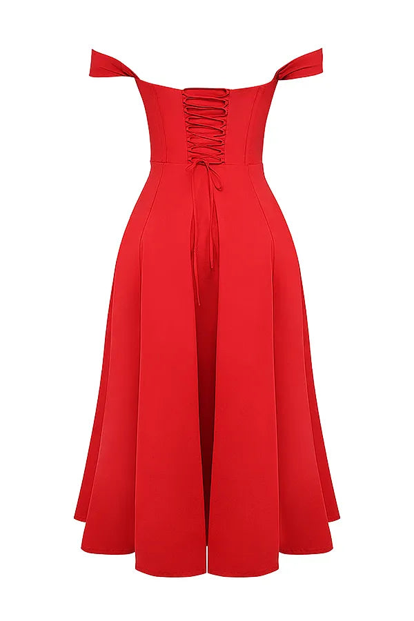 Saira Scarlet Midi Sundress