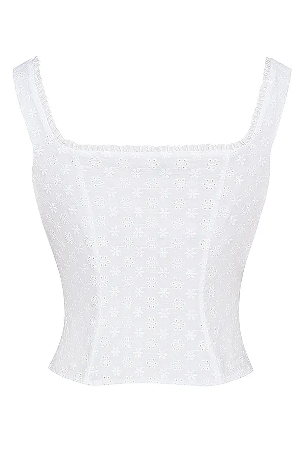 Juana White Broderie Anglaise Top