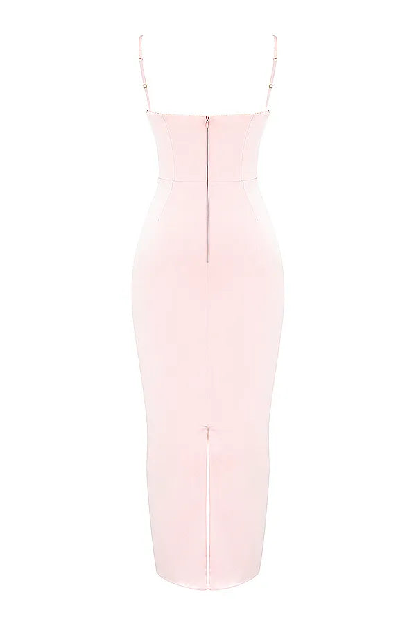 Stefania Soft Peach Corset Maxi Dress
