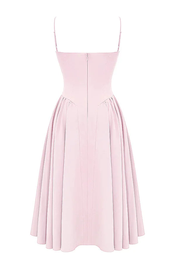 Samaria Ballerina Pink Twill Corset Midi Dress