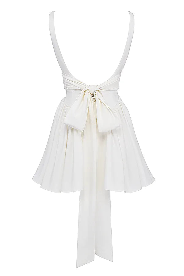 Florianne Ivory Cotton Bow Mini Dress