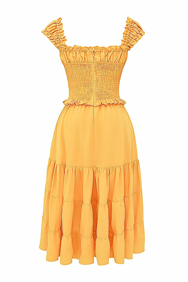 Phedra Tangerine Shirred Sundress